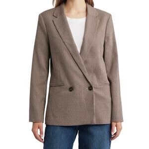 Mango Double Breasted Houndstooth Blazer XL NWT Tailored Jacket Workwear